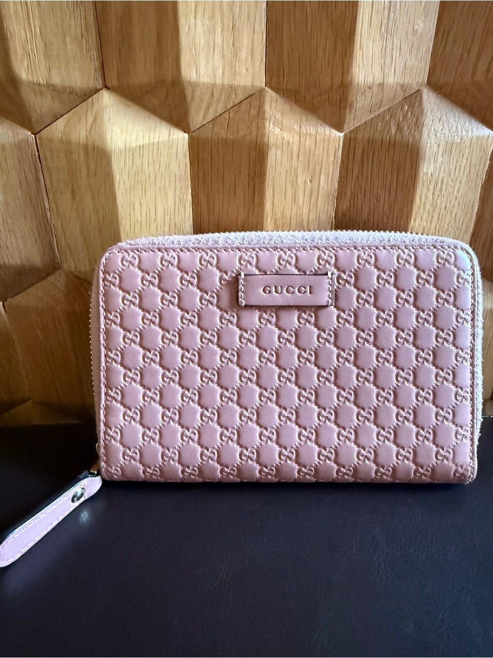 Gucci Pink Microguccissima Zip-Around Wallet